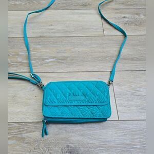 Small Vera Bradley Purse 6x4 crossbody or clutch wristlet teal Aqua color
